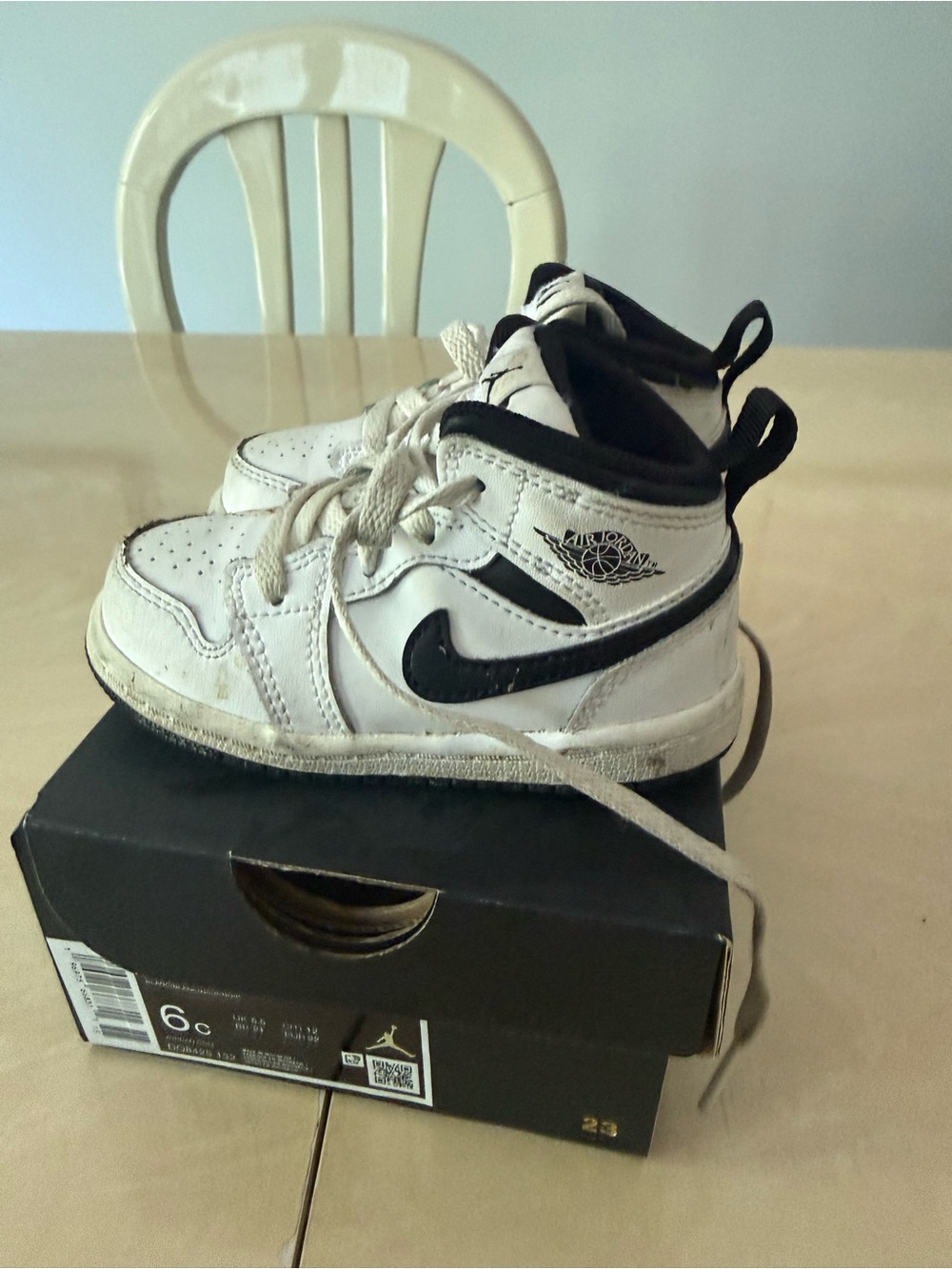 Jordan Kids White and Black High-Top Sneakers